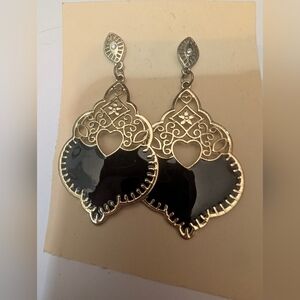 Elegant Black and Silver Tone Earrings